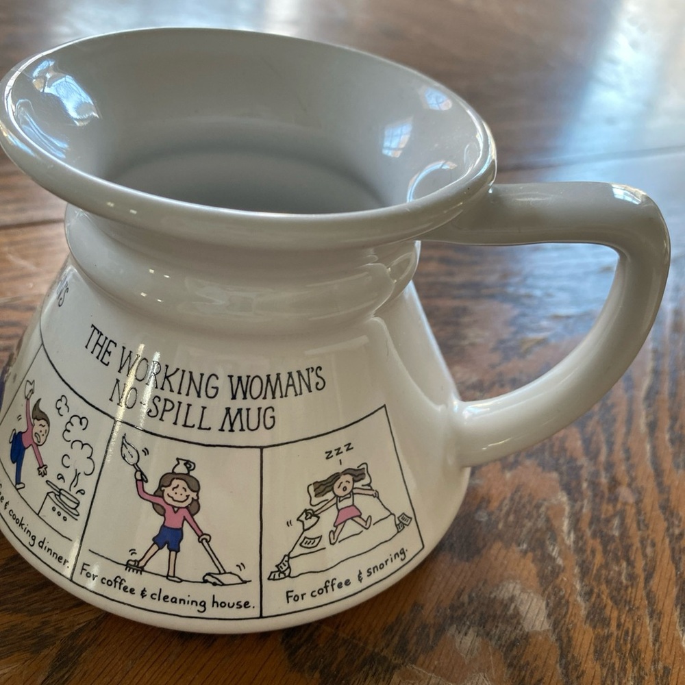 Vintage Working Woman’s No-Spill Mug with Cartoon Design - Picture 2 of 10